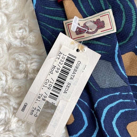 Camarillo  Men’s Silk Tie Printed Navy Multi Color NWT - Picture 8 of 9